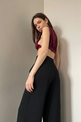 Draped crop top burgundy
