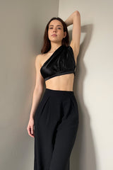 Draped crop top black