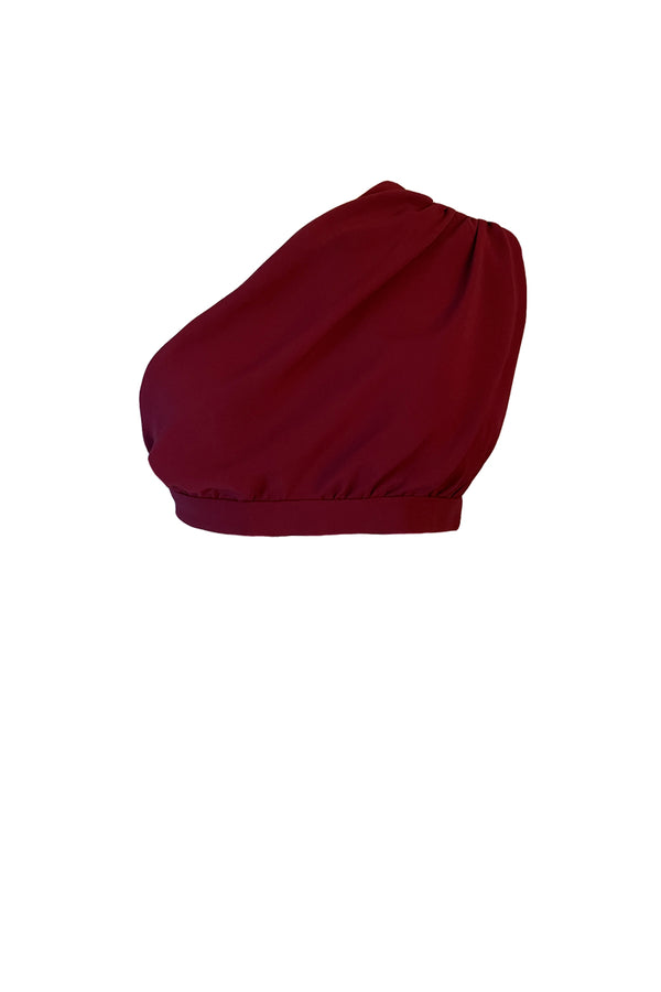 Draped crop top burgundy